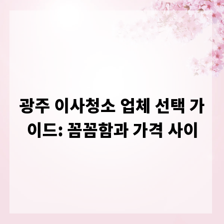 광주 이사청소 업체 선택 가이드: 꼼꼼함과 가격 사이