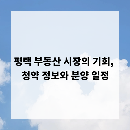 평택 부동산 시장의 기회, 청약 정보와 분양 일정