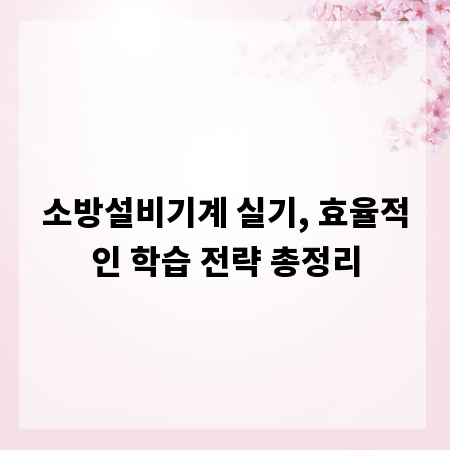 소방설비기계 실기, 효율적인 학습 전략 총정리