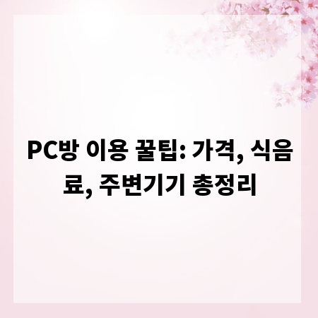PC방 이용 꿀팁: 가격, 식음료, 주변기기 총정리