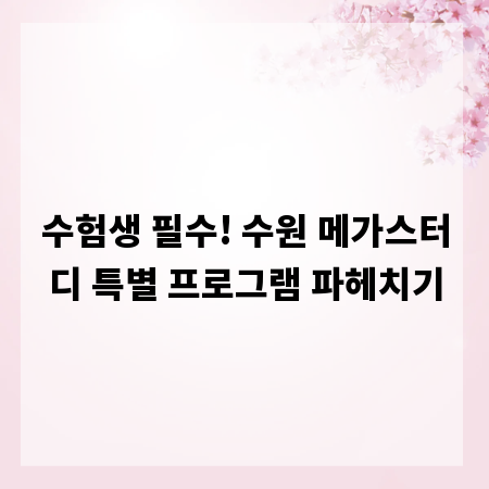 수험생 필수! 수원 메가스터디 특별 프로그램 파헤치기