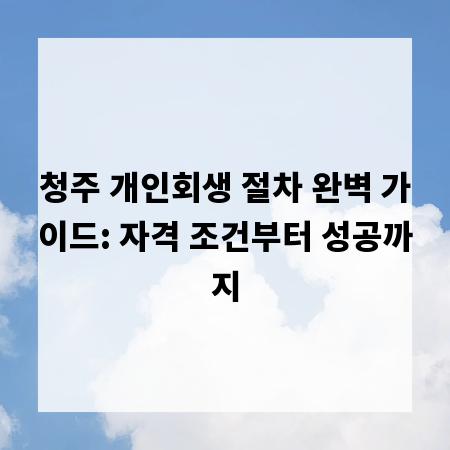 청주 개인회생 절차 완벽 가이드: 자격 조건부터 성공까지