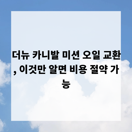 더뉴 카니발 미션 오일 교환, 이것만 알면 비용 절약 가능