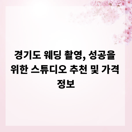 경기도 웨딩 촬영, 성공을 위한 스튜디오 추천 및 가격 정보