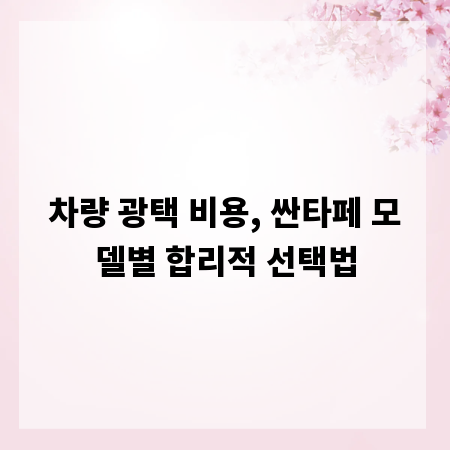 차량 광택 비용, 싼타페 모델별 합리적 선택법