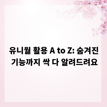 유니월 활용 A to Z: 숨겨진 기능까지 싹 다 알려드려요