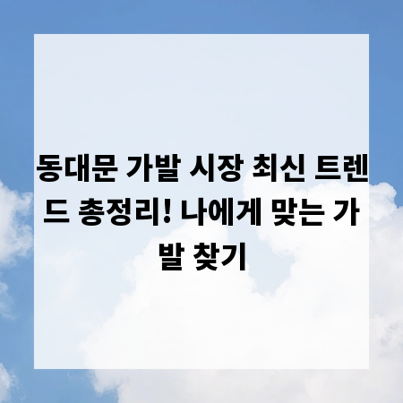 동대문 가발 시장 최신 트렌드 총정리! 나에게 맞는 가발 찾기