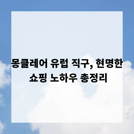 몽클레어 유럽 직구, 현명한 쇼핑 노하우 총정리