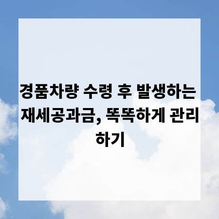 경품차량 수령 후 발생하는 재세공과금, 똑똑하게 관리하기
