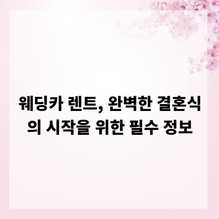 웨딩카 렌트, 완벽한 결혼식의 시작을 위한 필수 정보
