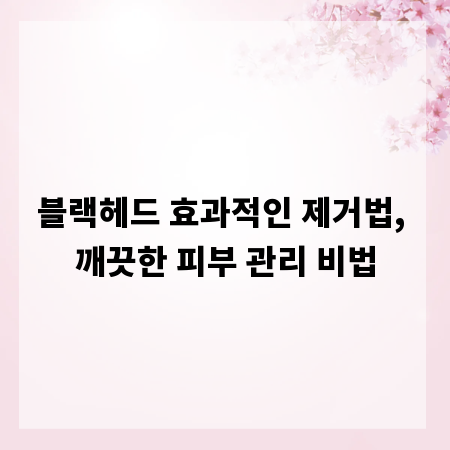 블랙헤드 효과적인 제거법, 깨끗한 피부 관리 비법