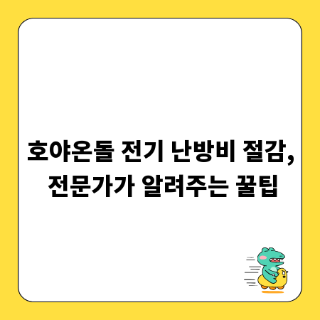 호야온돌 전기 난방비 절감, 전문가가 알려주는 꿀팁