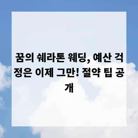 꿈의 쉐라톤 웨딩, 예산 걱정은 이제 그만! 절약 팁 공개