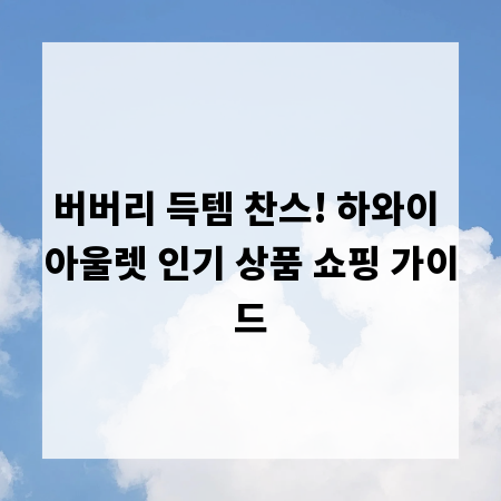 버버리 득템 찬스! 하와이 아울렛 인기 상품 쇼핑 가이드