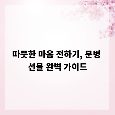 따뜻한 마음 전하기, 문병 선물 완벽 가이드