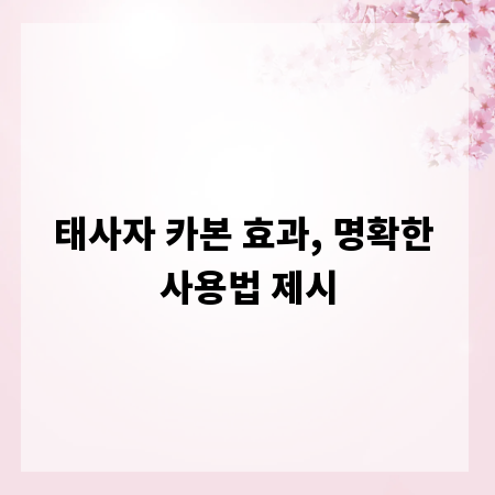 태사자 카본 효과, 명확한 사용법 제시