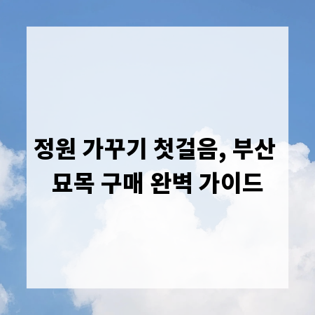 정원 가꾸기 첫걸음, 부산 묘목 구매 완벽 가이드