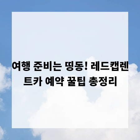 여행 준비는 띵동! 레드캡렌트카 예약 꿀팁 총정리