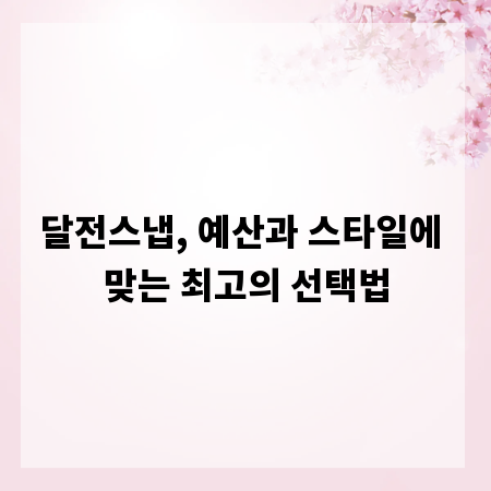 달전스냅, 예산과 스타일에 맞는 최고의 선택법