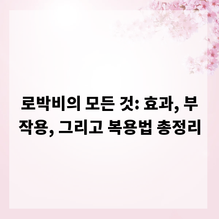 로박비의 모든 것: 효과, 부작용, 그리고 복용법 총정리