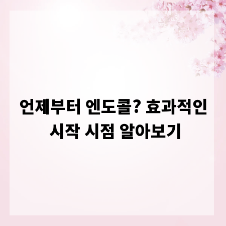 언제부터 엔도콜? 효과적인 시작 시점 알아보기