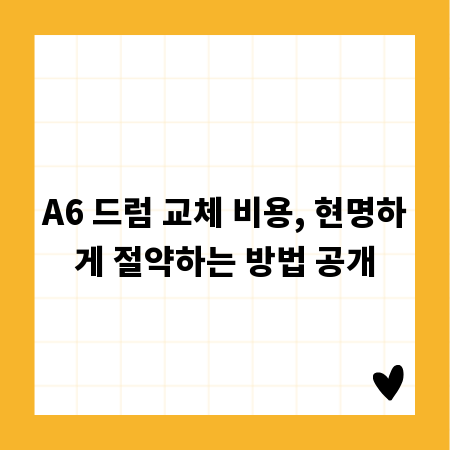 A6 드럼 교체 비용, 현명하게 절약하는 방법 공개