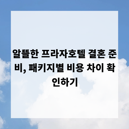 알뜰한 프라자호텔 결혼 준비, 패키지별 비용 차이 확인하기