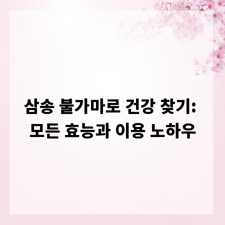 삼송 불가마로 건강 찾기: 모든 효능과 이용 노하우