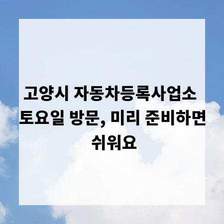 고양시 자동차등록사업소 토요일 방문, 미리 준비하면 쉬워요