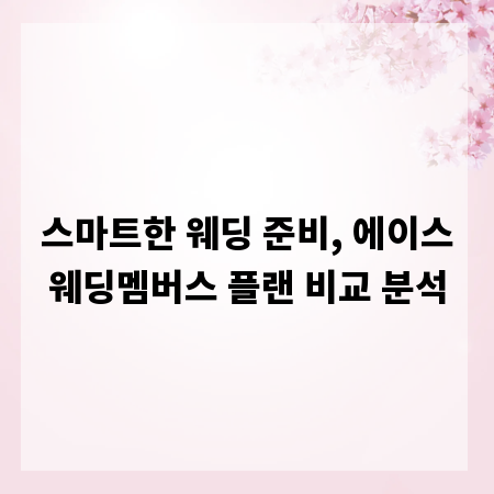 스마트한 웨딩 준비, 에이스웨딩멤버스 플랜 비교 분석