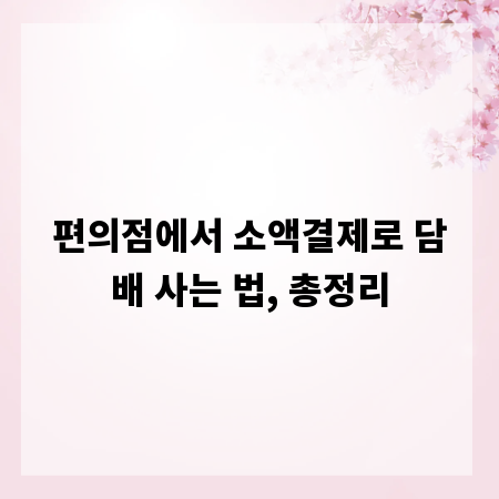 편의점에서 소액결제로 담배 사는 법, 총정리