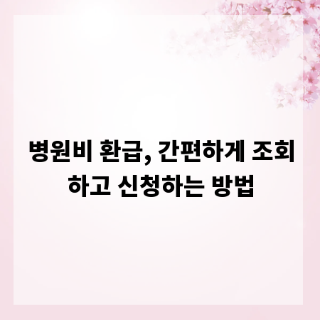 병원비 환급, 간편하게 조회하고 신청하는 방법