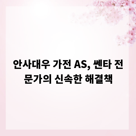 안사대우 가전 AS, 쎈타 전문가의 신속한 해결책
