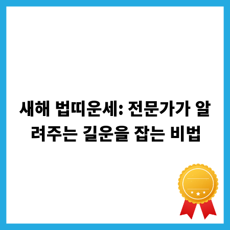 새해 법띠운세: 전문가가 알려주는 길운을 잡는 비법