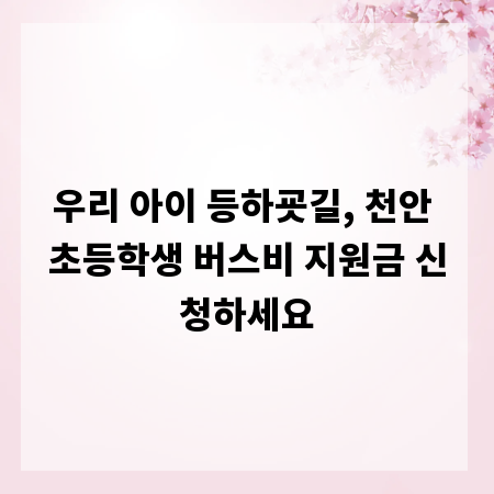 우리 아이 등하굣길, 천안 초등학생 버스비 지원금 신청하세요