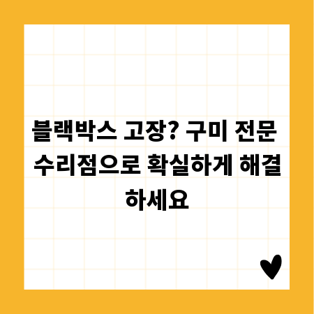블랙박스 고장? 구미 전문 수리점으로 확실하게 해결하세요