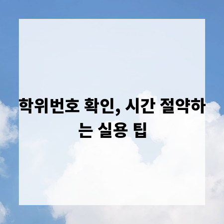 학위번호 확인, 시간 절약하는 실용 팁