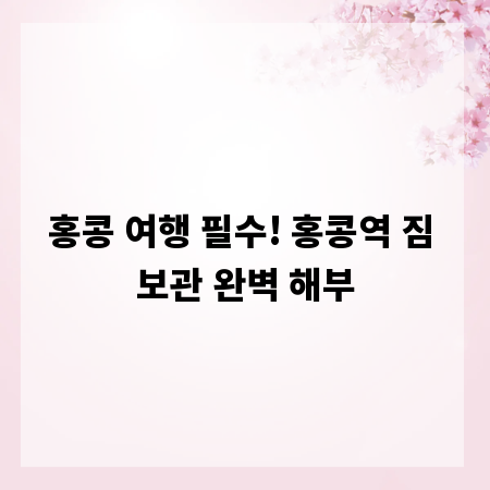 홍콩 여행 필수! 홍콩역 짐 보관 완벽 해부