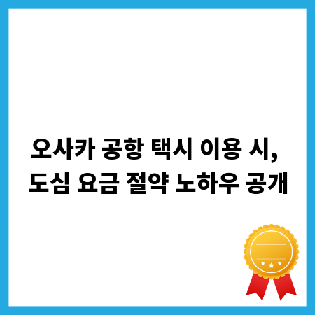 오사카 공항 택시 이용 시, 도심 요금 절약 노하우 공개