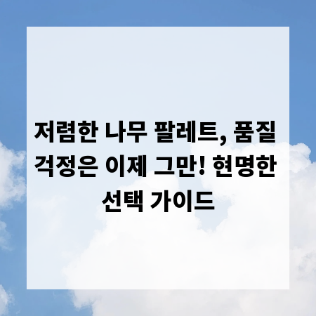저렴한 나무 팔레트, 품질 걱정은 이제 그만! 현명한 선택 가이드
