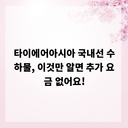 타이에어아시아 국내선 수하물, 이것만 알면 추가 요금 없어요!