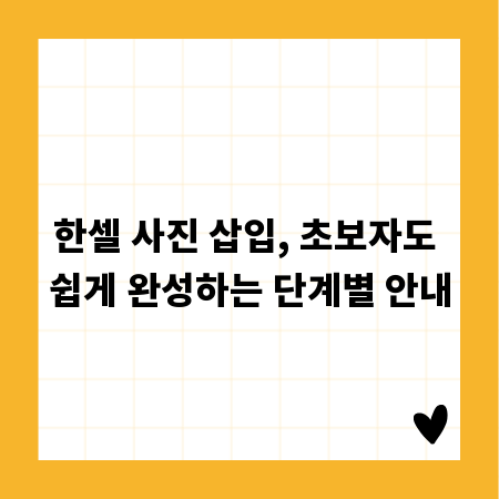 한셀 사진 삽입, 초보자도 쉽게 완성하는 단계별 안내