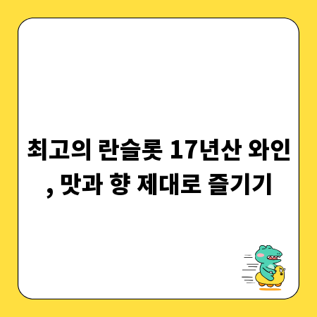 최고의 란슬롯 17년산 와인, 맛과 향 제대로 즐기기