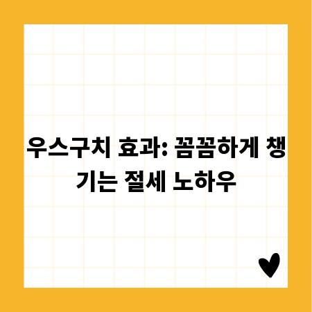 우스구치 효과: 꼼꼼하게 챙기는 절세 노하우
