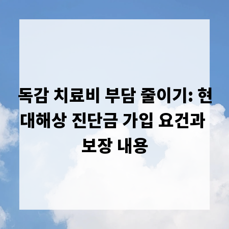 독감 치료비 부담 줄이기: 현대해상 진단금 가입 요건과 보장 내용