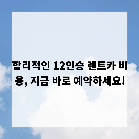 합리적인 12인승 렌트카 비용, 지금 바로 예약하세요!