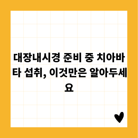 대장내시경 준비 중 치아바타 섭취, 이것만은 알아두세요