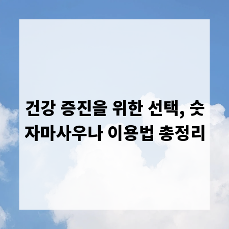 건강 증진을 위한 선택, 숫자마사우나 이용법 총정리