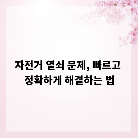 자전거 열쇠 문제, 빠르고 정확하게 해결하는 법