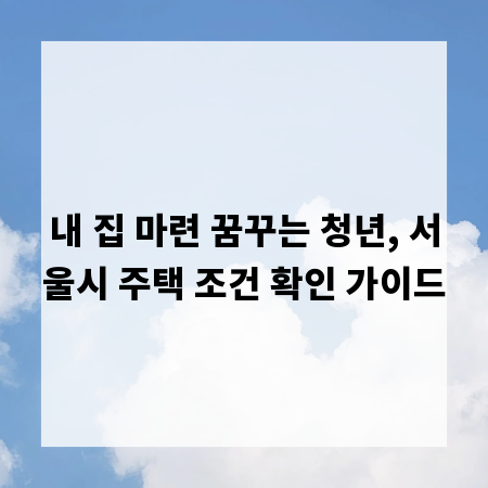 내 집 마련 꿈꾸는 청년, 서울시 주택 조건 확인 가이드
